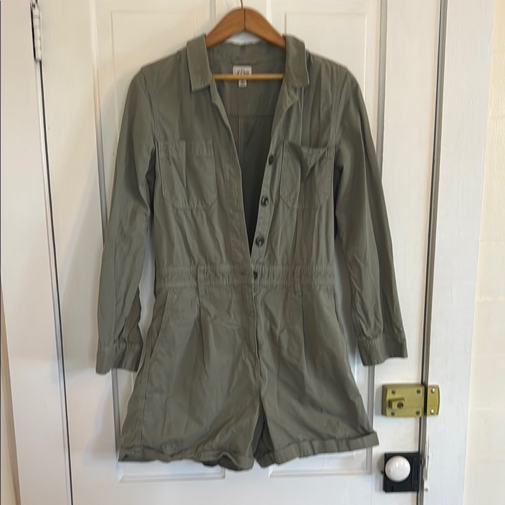 J. Crew Green Utility Romper Lightweight Cotton size 12